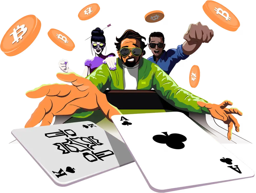 Cloudbet players with aces and Bitcoin coins